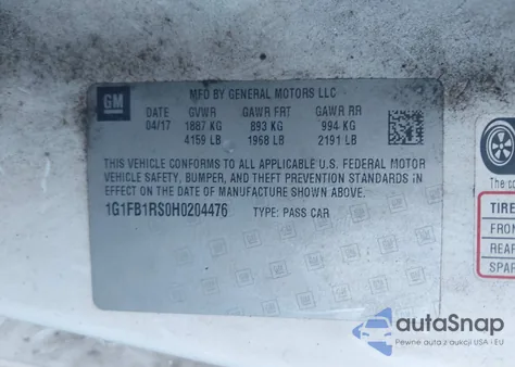 2017 Chevrolet Camaro 1Lt from USA, damaged, VIN 1G1FB1RS0H0204476